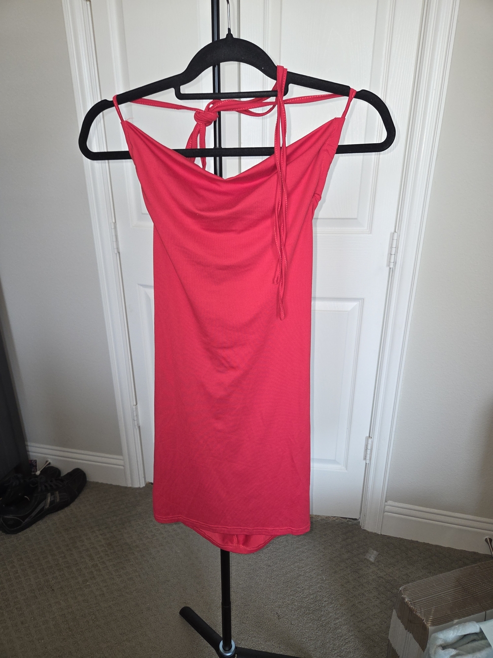 Bright Red Halter Neck Slip Dress